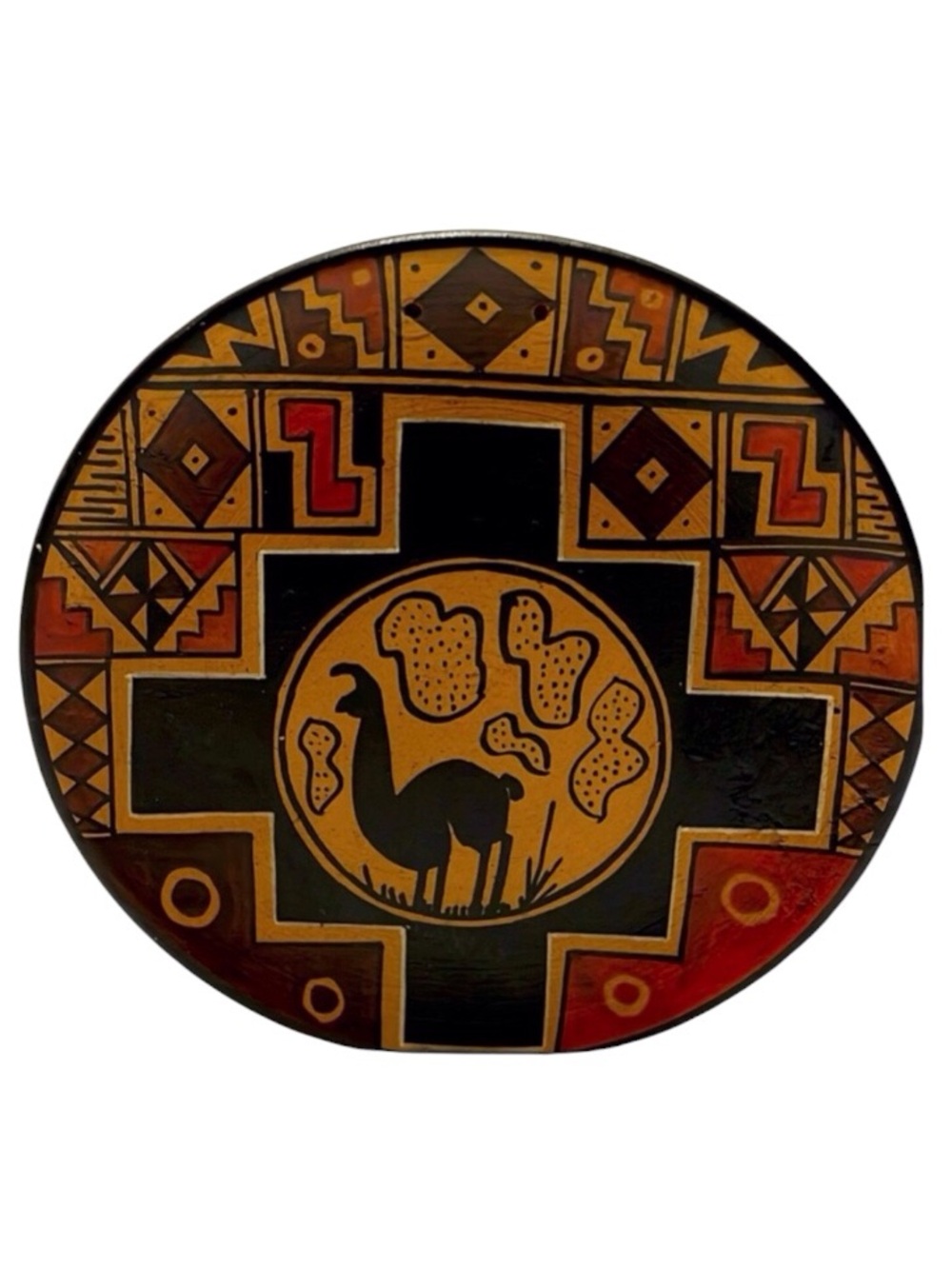 Peruvian Wooden Plate. 4.5” diameter Pre owned